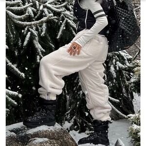 Free People FP Movement Sundown Fleece Pants white medium ski cozy lounge new